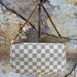 Sold!!Louis Vuitton Damier Azur Pochette Accessoires Pouch / Shoulder Clutch Bag